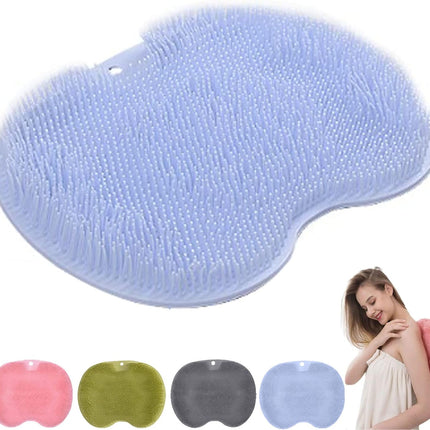 Non-slip Silicone Massage Mat, Shower Back Scrubber, Massage Mat with Non-slip Suction Cups, Exfoliating Bath Mat Blue.