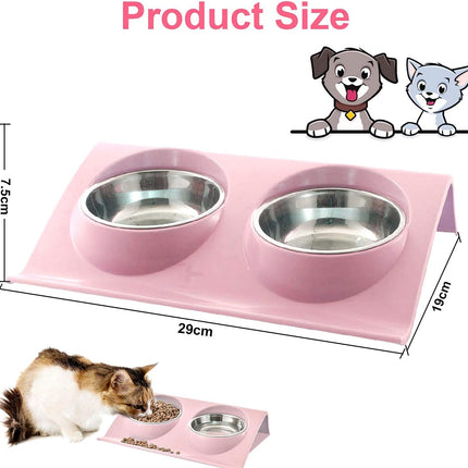 Cat food bowl, double cat food bowl, stainless steel cat bowl, non-slip, cat food bowls, stainless steel cat bowl set, cat food bowl.