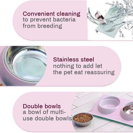 Cat food bowl, double cat food bowl, stainless steel cat bowl, non-slip, cat food bowls, stainless steel cat bowl set, cat food bowl.