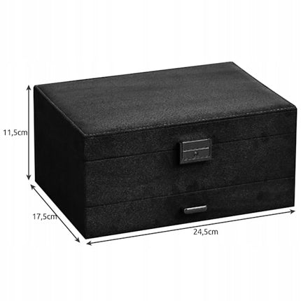 Black Jewelry Box with Key Lock and Multiple Compartments Black—yux.