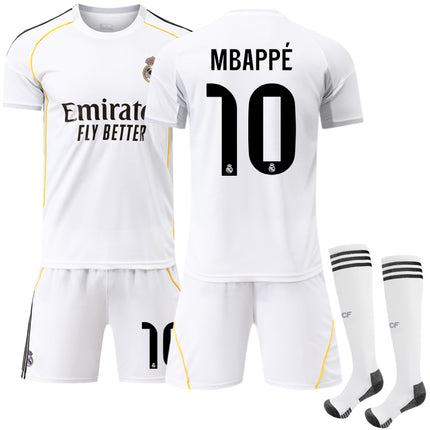 2025-2026 Real Madrid Home Kids Adult Football Shirt No. 10 Mbappe No. 10 Mbappe Adult XL