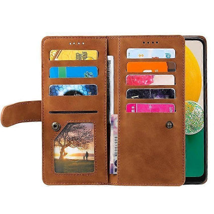 Compatible Case for Samsung Galaxy A26 5G PU Leather Phone Case with Zipper Wallet 9 Card Slots-Perfect Brown.