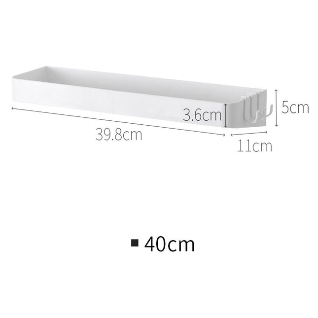 Set of 2 shower shelves, shower shelf without drilling, wall shelf with 6 removable hooks, for bathroom, kitchen, white.