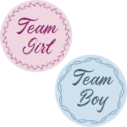 40 Pcs Gender Reveal Stickers Team Boy Team Girl Label Stickers Blue And Pink Round Stickers.