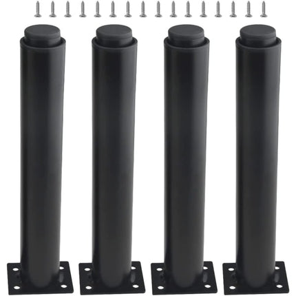 (25-42 cm, black) Set of 4 sturdy adjustable metal furniture legs.