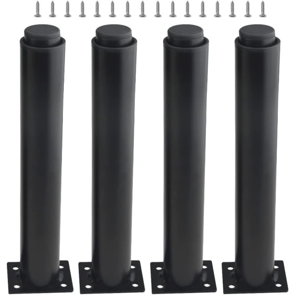 (25-42 cm, black) Set of 4 sturdy adjustable metal furniture legs.