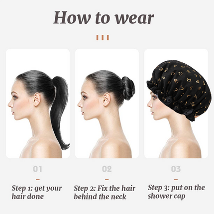 Shower Caps, 3-pack for women, waterproof and double layered.
