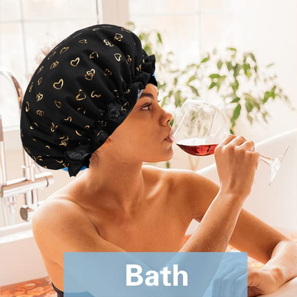 Shower Caps, 3-pack for women, waterproof and double layered.