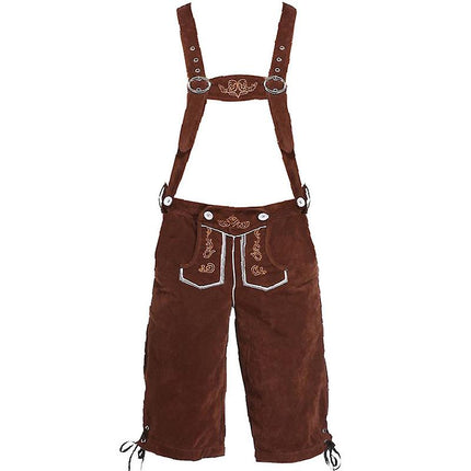 Men's Lederhosen - Genuine Leather, Authentic German Lederhosen for Men, Oktoberfest Attire - Brown-XF7-Brown L.