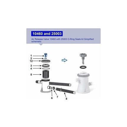 10460 Air Release Valve with O-Ring Replacement for Intex Filter Pumps 2811CA 2811EH 28121EH 10264.