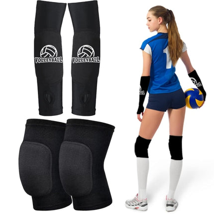 Volleyball Knee Pads & Arm Guards, Equipment with High Protection Plate Volleyball Knee Pads Thumb Hole Arm Guards for Women Teenage Girls Training.