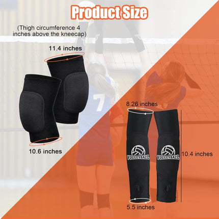 Volleyball Knee Pads & Arm Guards, Equipment with High Protection Plate Volleyball Knee Pads Thumb Hole Arm Guards for Women Teenage Girls Training.