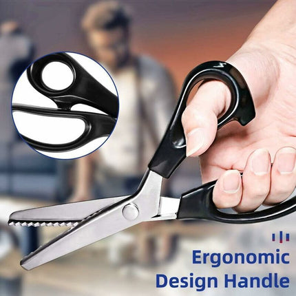 Professional Stainless Steel Zigzag Fabric Scissors with Comfort Grip for Sewing Fabrics by the Meter Compatible with Cisea for Children and Adults.