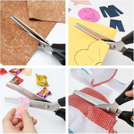 Professional Stainless Steel Zigzag Fabric Scissors with Comfort Grip for Sewing Fabrics by the Meter Compatible with Cisea for Children and Adults.