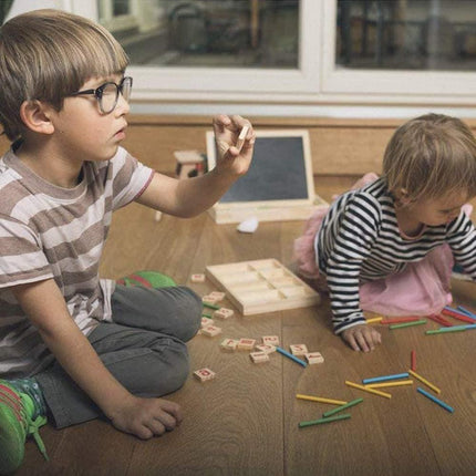 Montessori Math Toy, Wooden Sticks Digital Game with Counting Blo.