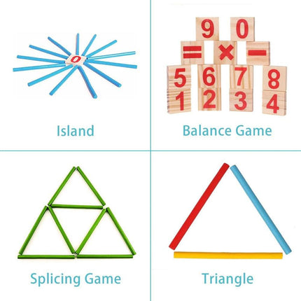 Montessori Math Toy, Wooden Sticks Digital Game with Counting Blo.