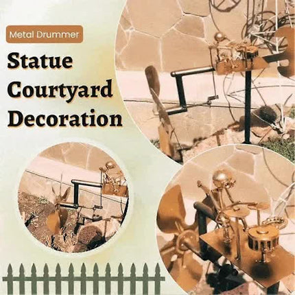 Drummer Weather Vane Garden Decoration, Handmade Metal Percussionist Music Weather Vane Statues Ornaments, Rock Art Wind Spinners Weather Vane for Yard Lawn....