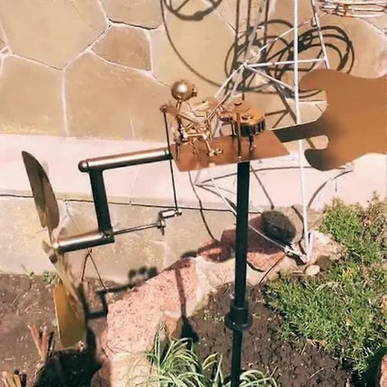 Drummer Weather Vane Garden Decoration, Handmade Metal Percussionist Music Weather Vane Statues Ornaments, Rock Art Wind Spinners Weather Vane for Yard Lawn....