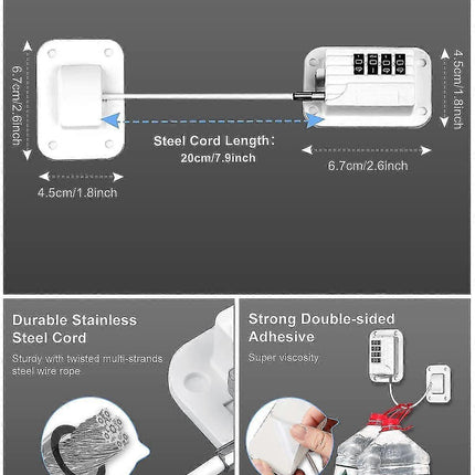 Self-Adhesive Refrigerator Lock Pack for Adults, White, Combination Lock, Refrigerator Safety Lock, for Children, Electric Mini Fridge, Door - perfect-max.