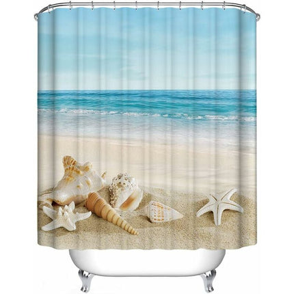 Waterproof Shower Curtain for Beach with Elegant Pattern, Anti-Mildew, 200x240 cm.