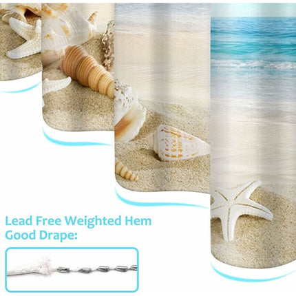Waterproof Shower Curtain for Beach with Elegant Pattern, Anti-Mildew, 200x240 cm.