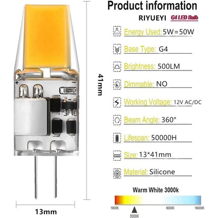 G4 LED bulb AC/DC 12V 5W LED bulbs G4 Warm white 3000K Light sources equivalent to 50W halogen bulb 360° beam angle No flicker, 6-pack, Warm white_jarx.