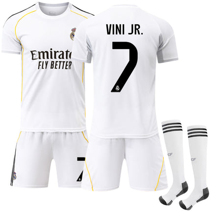 2025-2026 Real Madrid Home Kids Adult Football Shirt Vinicius No. 7 VINI JR No. 7 VINI JR Adult XS