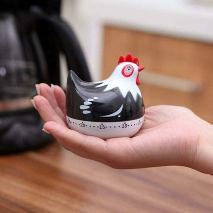 Manual Timer Chicken Design, Loud Kitchen Clock for Cooking Baking Dishwashing Durable ABS Material No Batteries Required (Black).