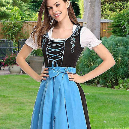 German Oktoberfest Costume for Women - Traditional Bavarian Beer Carnival Fraulein Cosplay Maid Costume - Black - Perfect Black XL.