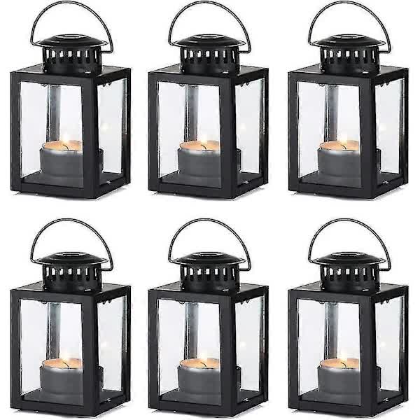 pcs - Black lanterns for candles, garden lanterns, hanging small lanterns in vintage style for tea lights, black candle lanterns for indoor use.