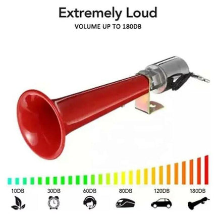 12V 24V Turkish Horn, 180dB Red Universal Truck Horn for SUVs Motorcycles Caravans.
