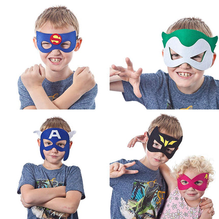 Superhero Masks Party Favors - 32 Pack Felt and Elastic Masks for Kids.