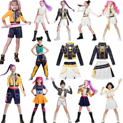 2025 Demon Hunter K-Pop Costume | Halloween Outfit Women Kids Cosplay No. 7 3-piece set_tfrf No. 7 3-piece set 130cm.