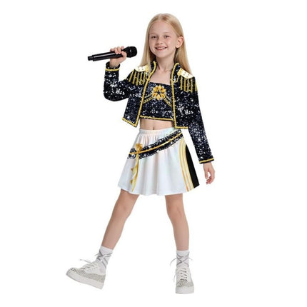 2025 Demon Hunter K-Pop Costume | Halloween Outfit Women Kids Cosplay No. 7 3-piece set_tfrf No. 7 3-piece set 130cm.