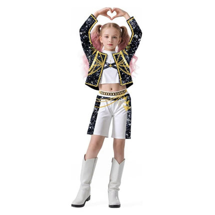 2025 Demon Hunter K-Pop Costume | Halloween Outfit Women Kids Cosplay No. 7 3-piece set_tfrf No. 7 3-piece set 130cm.