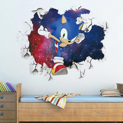 3D Sonic wall sticker children's room graffiti decoration 3D Brok.