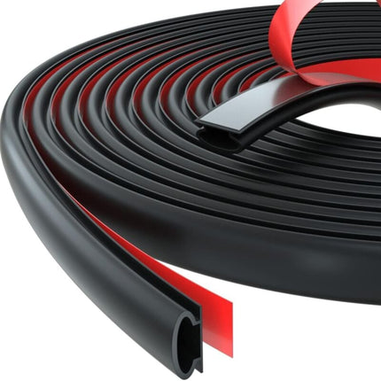 Self-Adhesive Rubber Door Window Seal D-Profile 6M Black for Cooling and Sound Insulation Weather Strip.