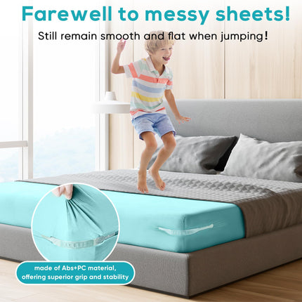 Invisible Sheet and Bed Cover Fastener, Removable and Storable, Keeps Sheets Tight, Sheet Clips for Daily Use White (set of 4).
