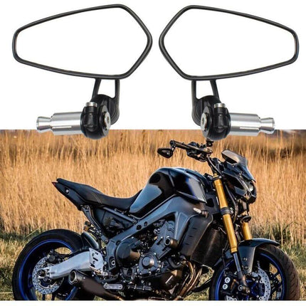 2pcs Motorcycle Handlebar Rearview Mirrors Motorcycle Rearview Mirrors for XJ6 MT01 MT03 MT07 MT09 (Black).