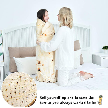 Burrito Blanket, Double Sided, Giant Flour Tortilla Blanket.