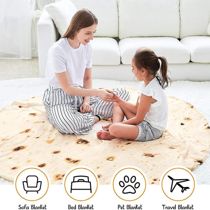 Burrito Blanket, Double Sided, Giant Flour Tortilla Blanket.