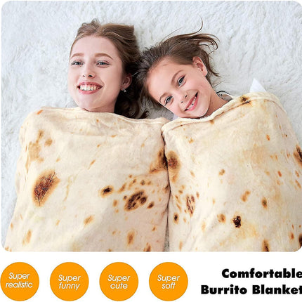 Burrito Blanket, Double Sided, Giant Flour Tortilla Blanket.