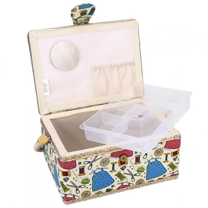 Sewing Accessories Basket with Removable Tray, 3 Colors, Needle and Thread Organizer, Fabric Storage Box with Pincushion and Inner Pocket, Home Craft Tools.