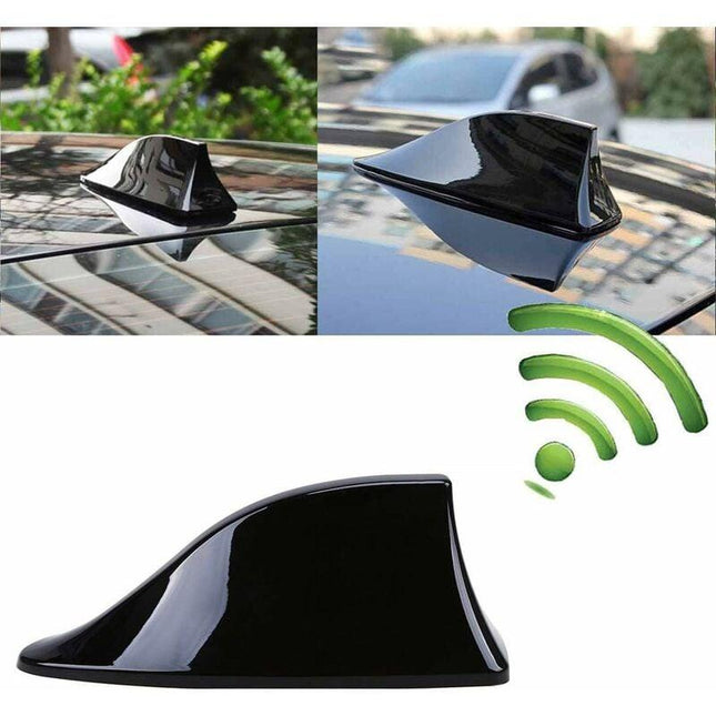 Universal Shark Fin Car Antenna - FM/AM Radio Antenna for Car SUV Truck Van (Black).