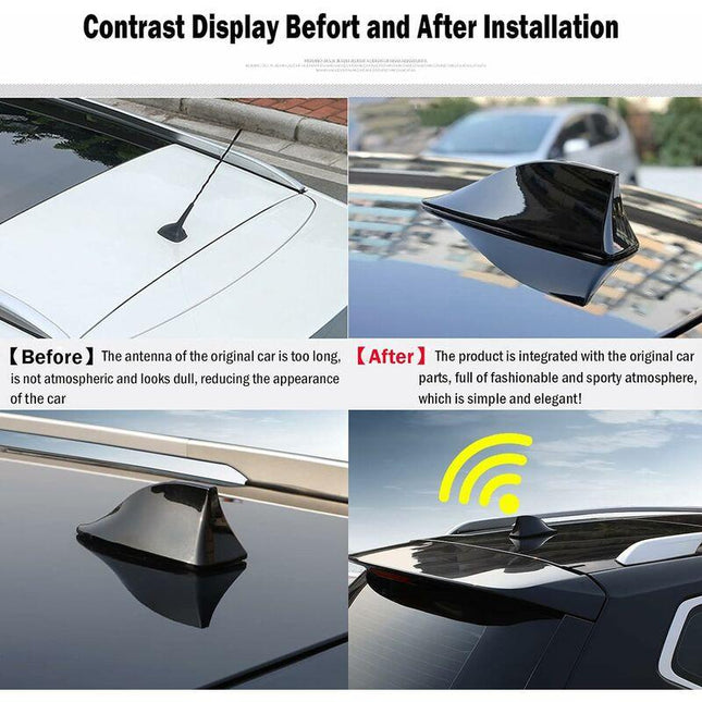 Universal Shark Fin Car Antenna - FM/AM Radio Antenna for Car SUV Truck Van (Black).
