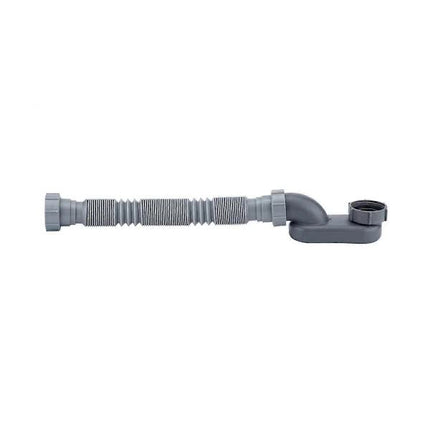 Low Profile 1 1/2 P-Trap Flexible Bathtub Shower Drain Pipe Flat P-Trap Freestanding Bathtub Drain For Bath Tub Drain Gray.