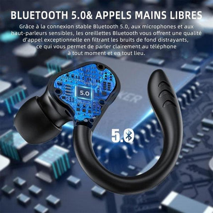 Sports Wireless Bluetooth Headphones, Wireless Headphones with Mic Bluetooth, Hi-Fi Stereo Bluetooth Headset Bluetooth Headset for Sports, Work Dark.