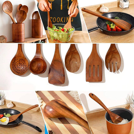Kitchen Utensil Set - Wooden Utensils.