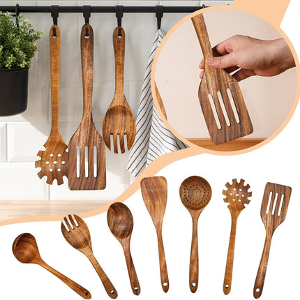 Kitchen Utensil Set - Wooden Utensils.