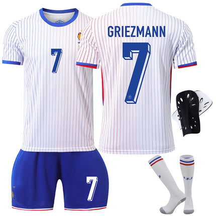 France 2024 jersey football shirt European Championship edition home kids adult set no. 7 GRIEZMANN With socks+protective gear 28